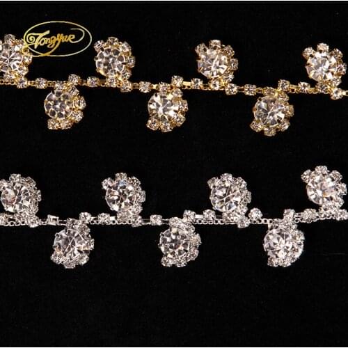1 yard Flower Zircon Alloy Glass Rhinestone Dress Belt Trim Handicrafts decoration sewing accessories DIY Rhinestone Applique