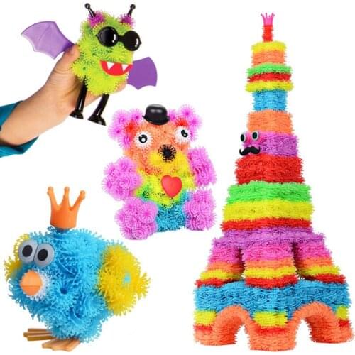 100-1200pcs Thorn Ball Magic plastic Puffer Ball Animal Assembling Building Block Toy DIY Construction Toys for Children Gifts