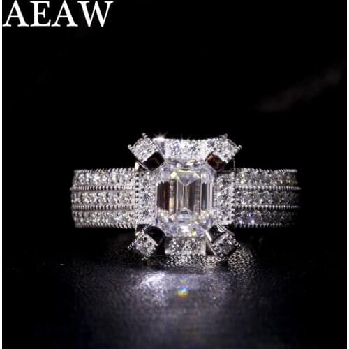 14K White Gold 2ct Moissanite Engagement Diamond Ring EF VVS With national certificate for Women