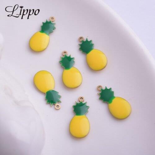 20pcs 7*16mm Copper Enamel pineapple Charms Fruits Charm DIY Jewelry Necklace Making
