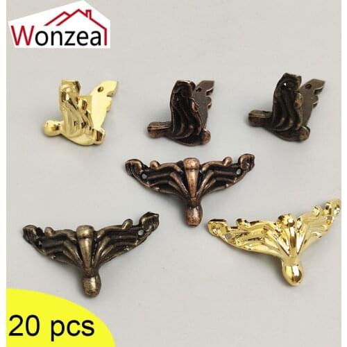 20Pcs three-colour Furniture Foot Decorative DIY Gift Box Wood Case Leg Corner Protector Decorative Feet Four-legged Foot Suppor