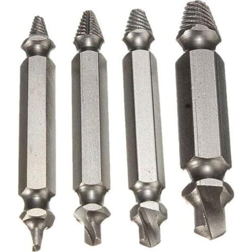 WENXING 4pcs Damaged Screw Extractor Drill Bits Guide Set Broken Speed Out Easy out Bolt Stud Stripped Screw Remover Tool