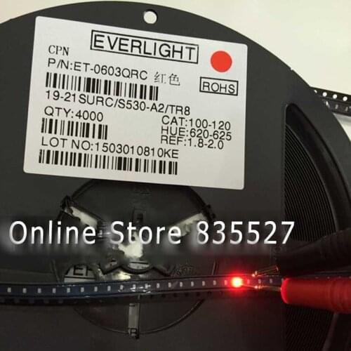 4000PCS/LOT 1608 0603 red SMD LED lamp beads super bright LED light emitting diode