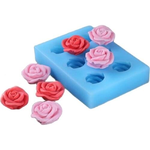 6 With 3D Rose Flower Silicone Moulds Rose Flower Soap Chocolate Candle Mould DIY Fondant Molds