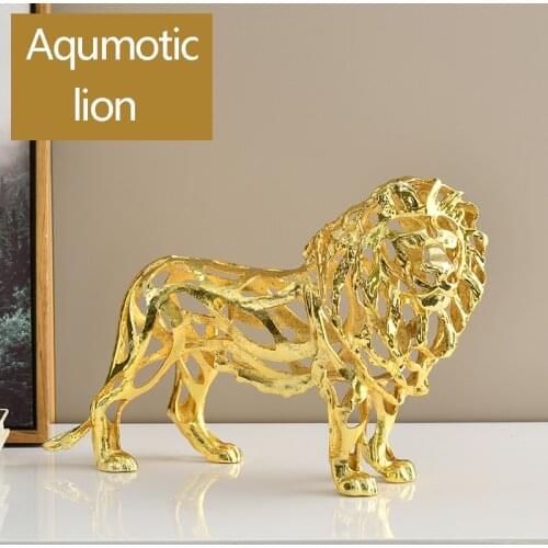 Aqumotic Simulation Metal Animal Tiger Lion Leopard 1pc Zinc Lucky Red Wine Shelf Desk Ornaments Home Decorations