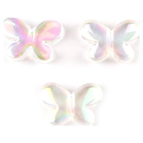 20Pcs Transparent Acrylic Cute Butterfly Beads Multi Color Plated Spacer Bracelet Making Parts DIY Jewelry Accessories