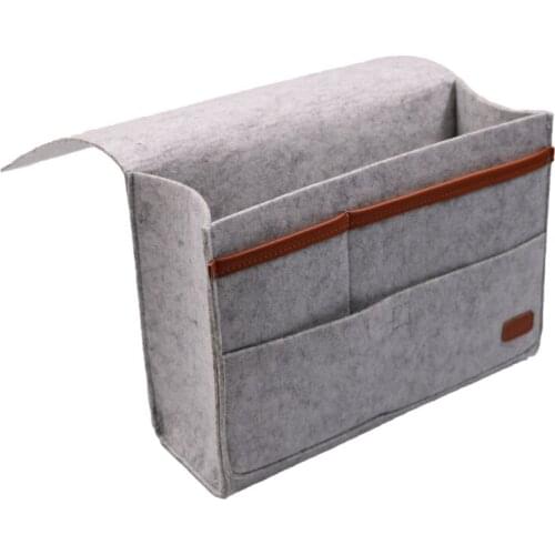Felt Bedside Caddy Storage Bag- Bed Skirt Storage Pocket Organizer for Bedroom, College Dorm Room,Under Mattress Holder Bag