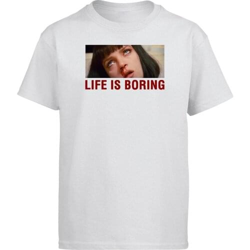 Leon Life Is Boring T Shirt Men Gohan Tshirt Funny Classic Movie Summer Cotton Short Sleeve Black Harajuku Print T-Shirt Tops