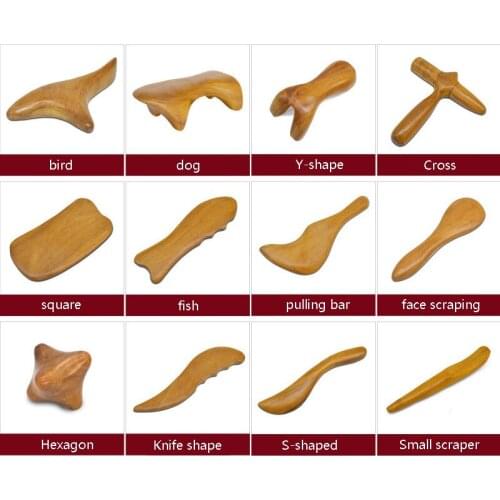 Natural Sandalwood Scraping Massage Spa Therapy Stick Point Treatment Muscle Relaxation Guasha Board Wood Wooden Massager