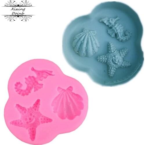 Marine series starfish shell seahorse shape silicone cake baking mold cake decoration tools
