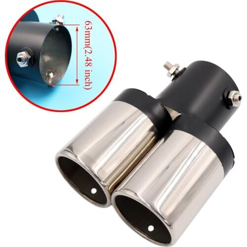 Stainless Steel Auto Exhaust Pipe Decorative Modified Muffler Tail Throat Silencer Fit For 63mm 2.48'' Tailpipe