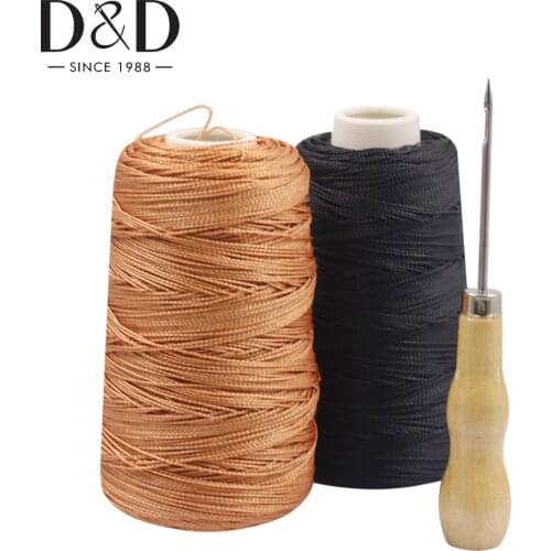 300M Nylon Sewing Thread Leather Sewing Waxed Thread & Wooden Handle Sewing Awl for Repair Shoes Hand Stitching Sewing Tools