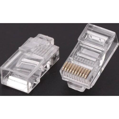 2021 New 50 Pcs/Pack Stranded 10P10C Network Cable Connector RJ48 Crystal Plug Modular