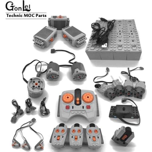 NEW Motors Train Technic Series Power Motor Rechargeable Battery Box IR Remote Receiver LED Light Building Blocks Bricks Toys