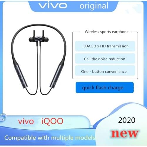 Original, Vivo iQOO new wireless Bluetooth sports headset neck type original compatible with iPhone