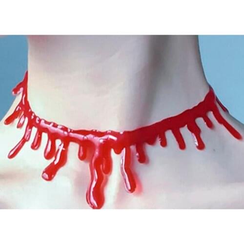 Horror Blood Drip Necklace Fake Blood Vampire Fancy Joker Choker Costume Necklaces Party Accessories Halloween Decoration