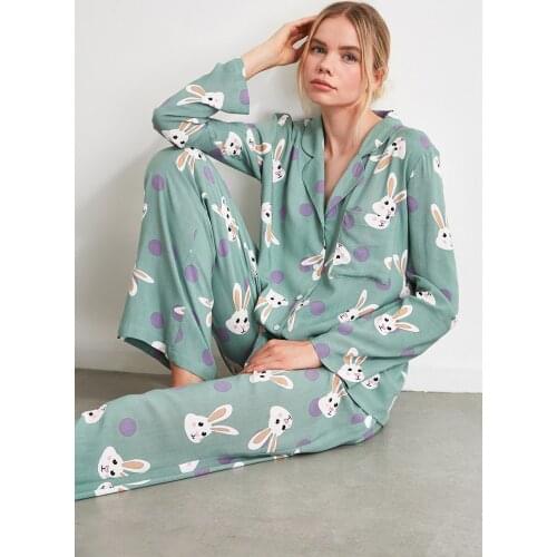 Rabbit Pattern Woven Pajamas set THMAW21PT0048