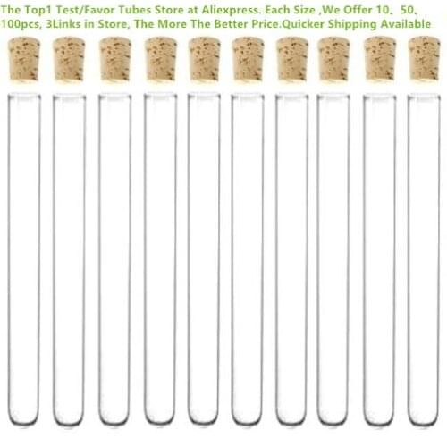 100pcs 20x150mm Plastic Test Tube With Cork Stopper 34ml 6-inch All Size Available in Store, Package Tube Storage Bottle Jar