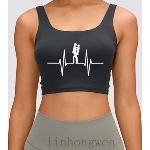Sex Heartbeat Women Tank Top Original Crazy Comfortable Cotton Clothing Spring O Neck Designs Crop Top