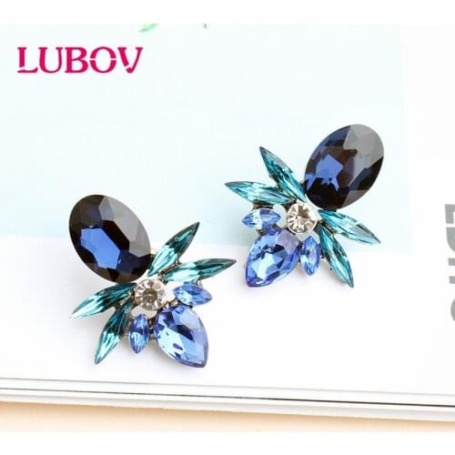 LUBOV Irregular Precision Full Crystal Stud Earrings for Women Shine Geometric Crystal Earrings Weddings Party Jewelry Gifts