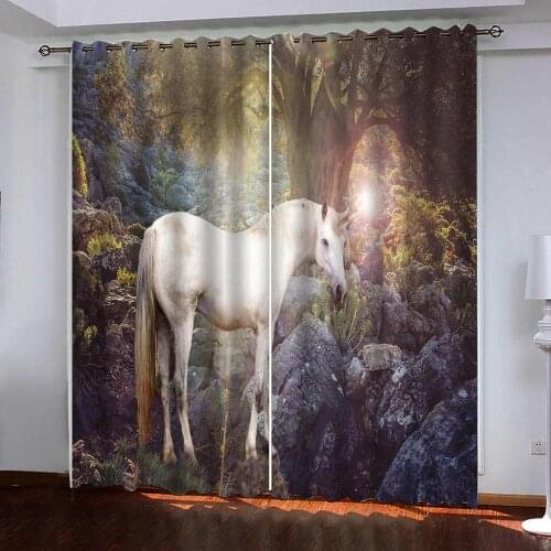 Tame unicorn Blackout 3D Window Curtain Animal custom size Curtain Modern Home Decoration Living Room Bedroom
