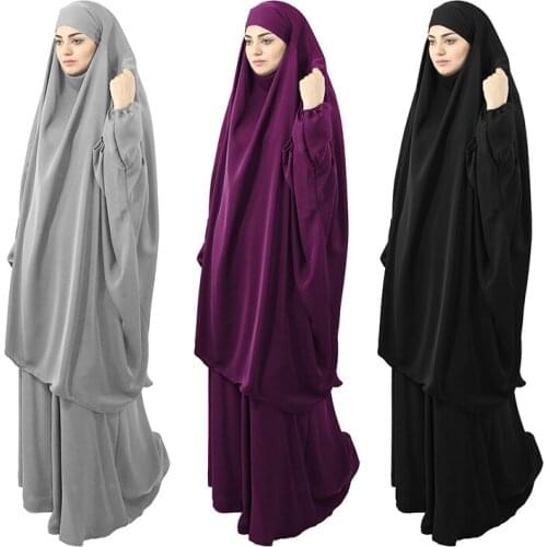 Eid Muslim Fashion Sets Women Hijab Dress Prayer Garment Jilbab Abaya Long Khimar Full Cover Ramadan Islamic Clothes Niqab