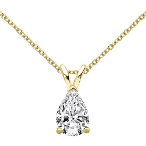 Fashion 925 Sterling Silver Women 2CT Pear Cut Pendant Necklace with 40+5cm Silver Chain Jewelry White/Yellow Gold Color