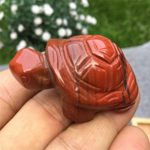 1PC Natural Red jasper hand Carved tortoise Crystal Skull reiki Healing