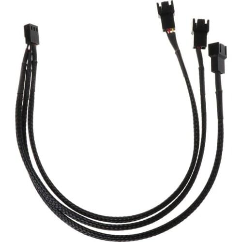 12V 12V 30CM 3Pin Fan PWM 1 to 3 Way Power Supply Extension Cable Y Splitter Port Multiplier PC Computer Cooling 22AWG Wire