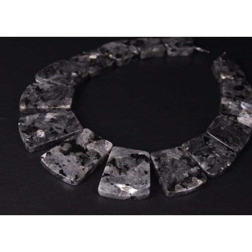 15pcs Top Drilled Black Labradorite Trapezoid Slab Graduated Necklace Pendant,Spectrolite Stone Beads Trendy Gifts Jewelry Mking