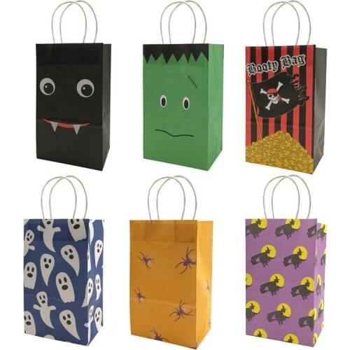 5Pcs Happy Halloween Party Trick or Treat Paper Candy Box Bags Kids Gift Cookies Boxes Birthday Party Decoration Supplies