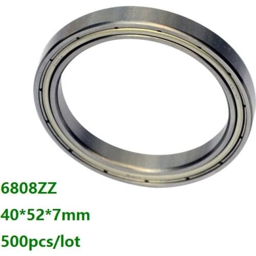 500pcs/lot 6808ZZ 6808 ZZ Double metal cover Deep Groove Ball Bearing 40*52*7mm Thin Wall Deep Groove Ball bearing 40×52×7mm