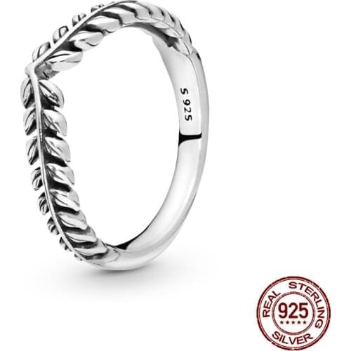 925 Sterling Silver Hot Sale Rings For Women Wheat Ear Carved Wishing Bone Ring Making Jewelry Gift Party Engagement CMR021