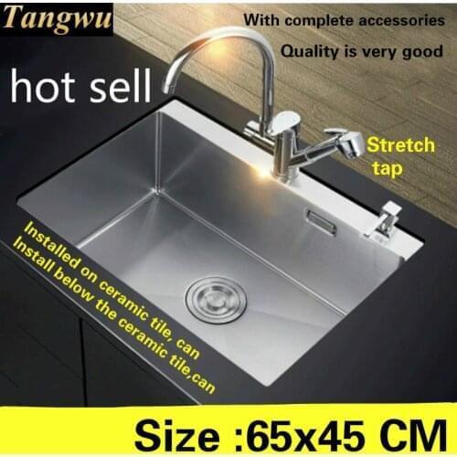 Free shipping Food grade 304 stainless steel standard kitchen sink mini single slot 3 mm thick durable 650x450 MM