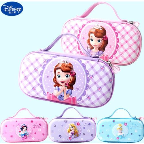 Disney Sophia stationery box cartoon portable pencil case large capacity pencil case creative cute hand bag girl colorful gift