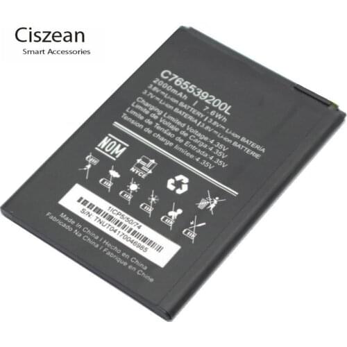Ciszean 1x 3.7V 2000mAh Replacement Battery C765539200L For BLU Studio G2 HD S530 S550Q X8 HD C765 batteries