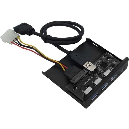 33S50-RTK 3 in 1 Card Reader USB 3.0 Front Panel Media Type-c Dual USB 3.0 Port Hub Dashboard PC Front Panel with Power Cable