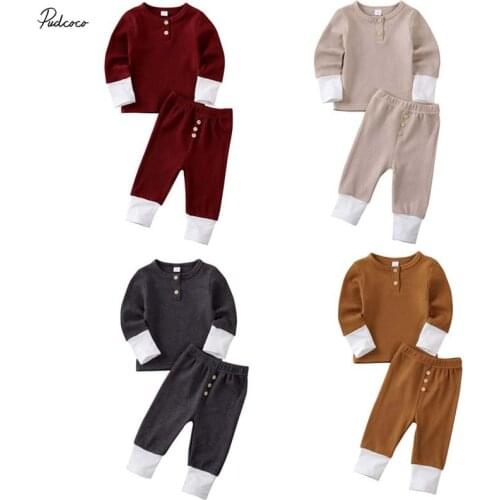 Focusnorm 0-24M Toddler Baby Girl Boy Clothes Set Cotton Long Sleeve Sweatshirt Top Pants Infant Outfits Set Tracksuit