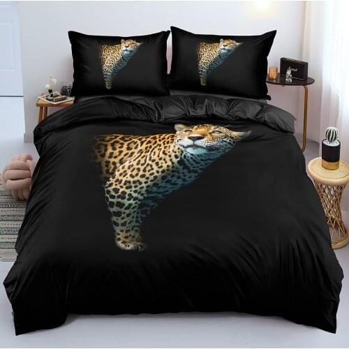 3D Duvet Cover Sets Bedding Sets Comforter Cases Pillow Covers 200*200 230*230 265*230cm Design Animal Leopard Black Bedclothes