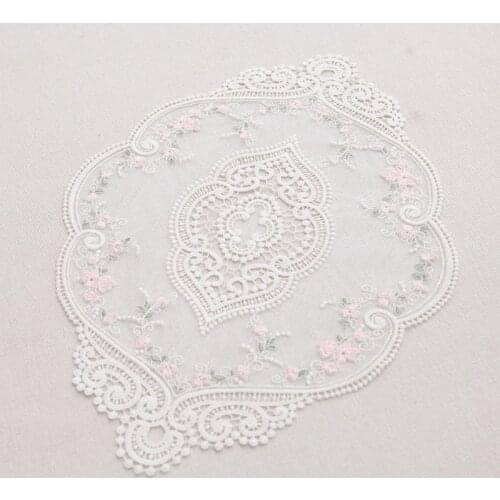 Lace trim Embroidery Craft Placemat European Style Lace /Linen Fabric Insulation Plate Mat Anti-scald Coaster for Dining Table