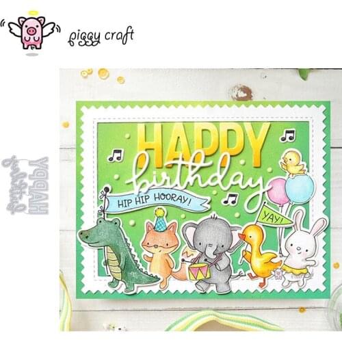 Piggy Craft metal cutting dies cut die mold Happy birthday letters Scrapbook paper craft knife mould blade punch stencils dies