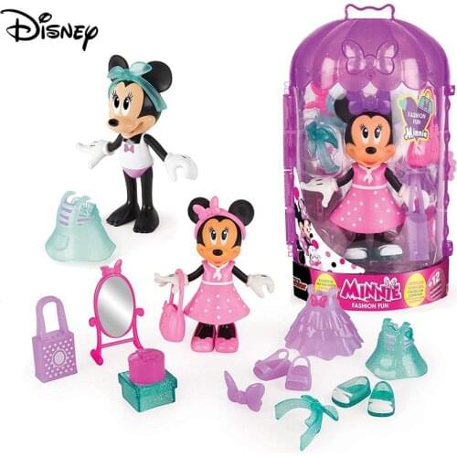 Disney Mickey Mouse Clubhouse Minnie Doll Model Dress Up Movable Doll Gift Boxed House Toys for Girls