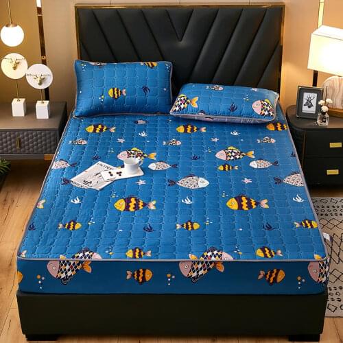 Cartoon Thicken Quilted Mattress Bed Cover for Children Kids Anti-mite Bedding Bed Sheet Bedspread Queen King Size Bedclothes