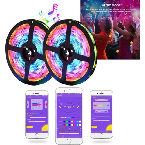 Music RGB LED Strip Lights 5050 Bluetooth Smart Phone APP Controlled Sound Activated disco light Dj club Christmas Party Light