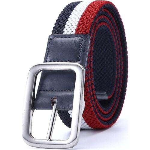 Man Elastic Fabric Woven Stretch Multicolored Braided Golf Hiking Dress Casual Pants Jeans Belt For Men