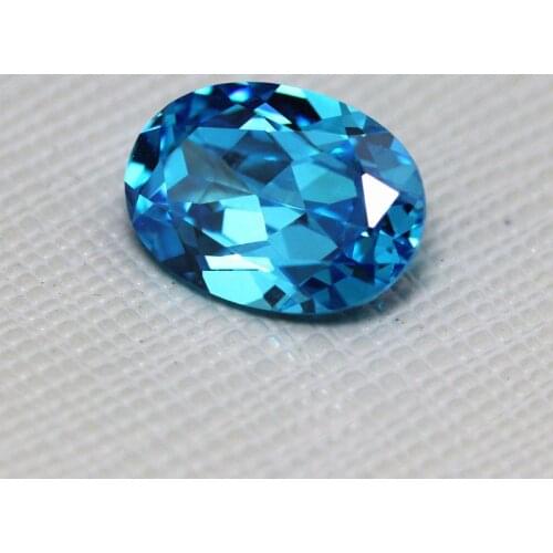 Oval shape brilliant cut created aquamarine stone beads faceted gemstones for jewelry DIY sky-blue gemstone loose brazil