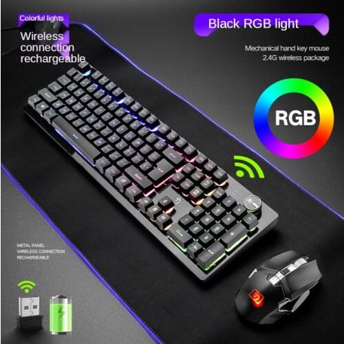Rechargeable Xinmeng 620 Mamba Snake Wireless Illuminated Gaming Keyboard and Mouse Set Manipulator Sense Key Mouse Set