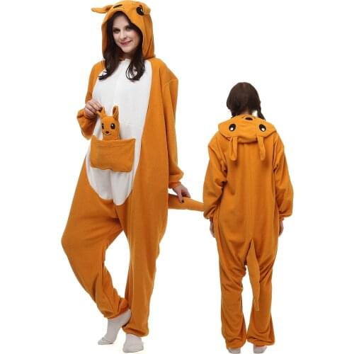Adult Pajamas Kangaroo Disfraz Onesie for Women Men Pyjamas Animal Cosplay Costume Sleepwear Kigurumi Anime Halloween Onesieshow