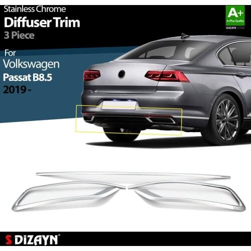 For Volkswagen Passat B8,5 Chrome Diffuser Trim Stainless Steel 3 Piece VW Exterior Car Accessories Parts Auto Products