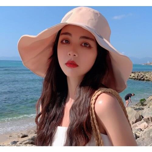 Foldable Womens Hat Oversized Brim Sun Hats 2021 Summer New Style Bow Decoration UV Protection Beach Hat Travel Hat Sombrero